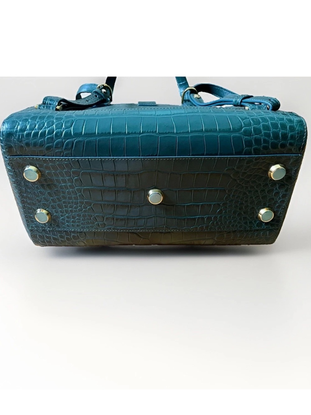 SENREVE Large Maestra Bag β Dragon Forest Green Croc Embossed Leather (NWOT) - Picture 3 of 11